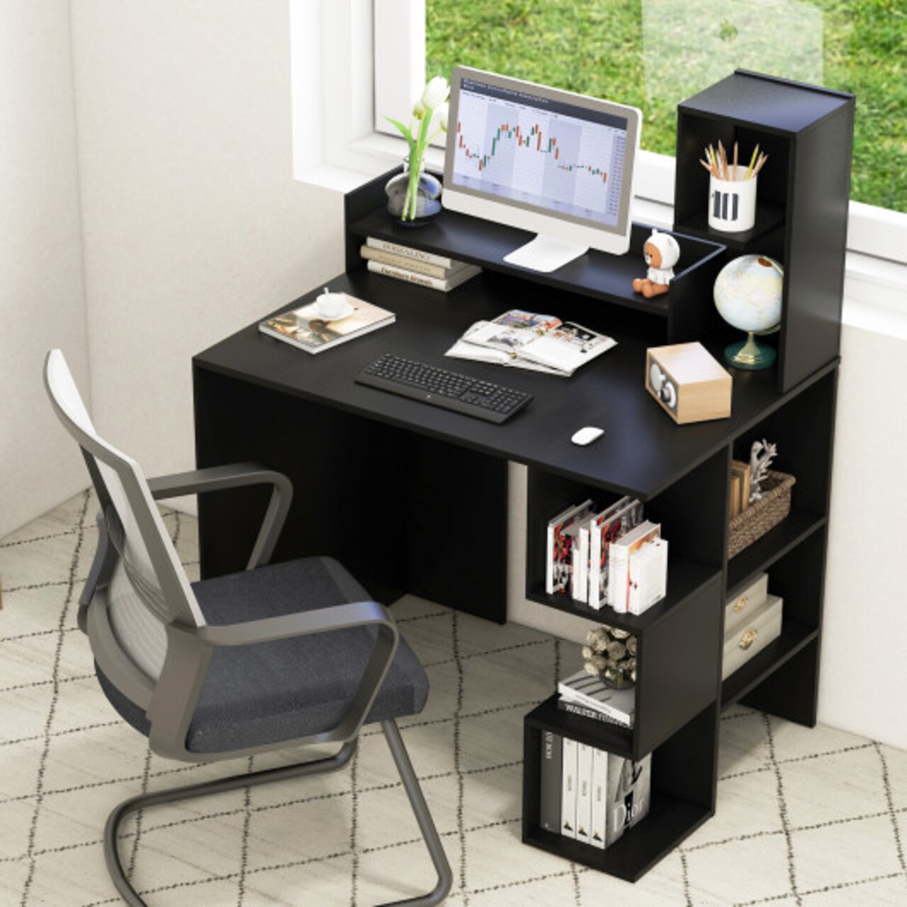 Modern computer discount desk with hutch